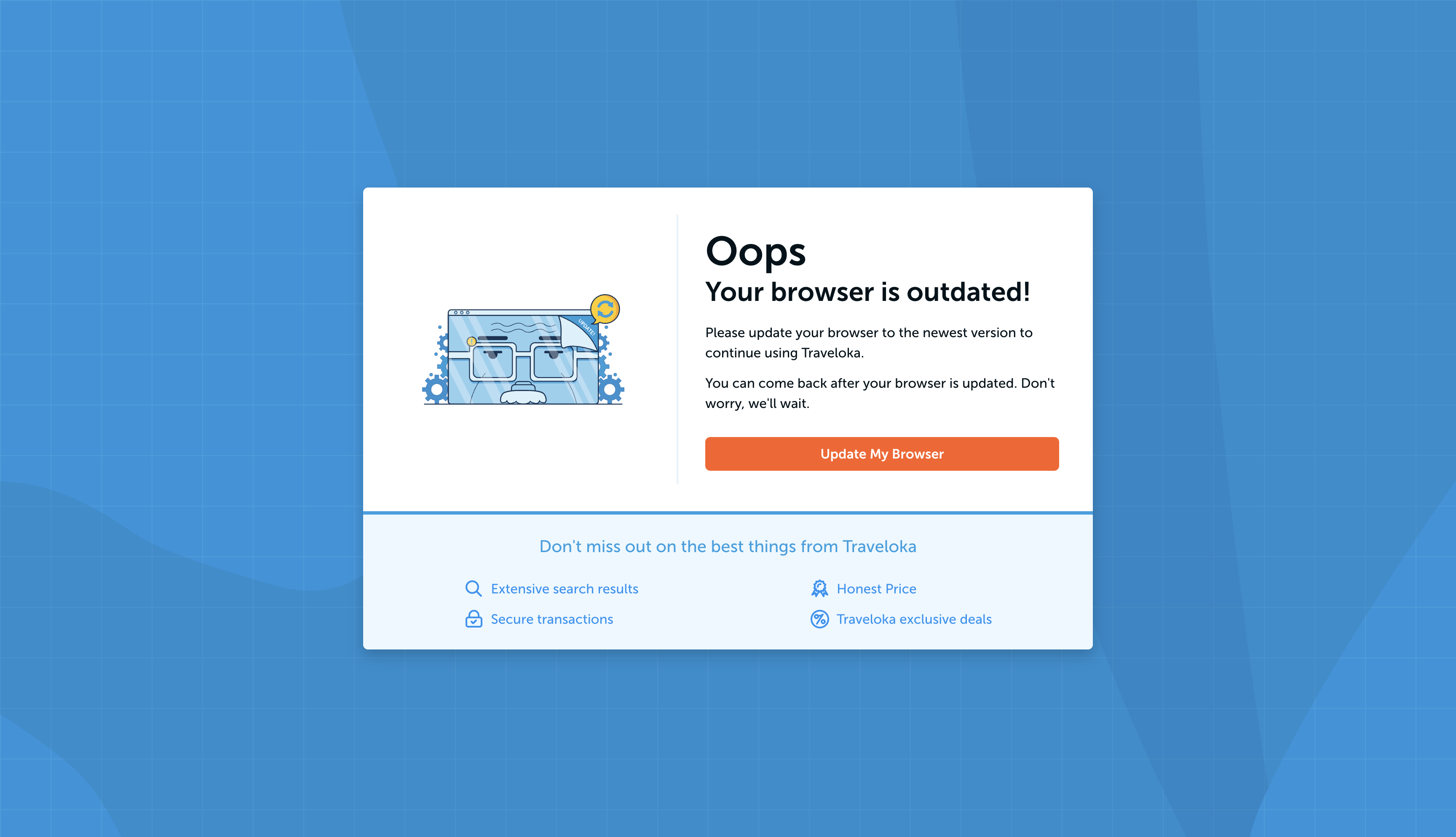 Outdated Browser Screen