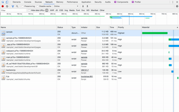 server timing in Chrome DevTools